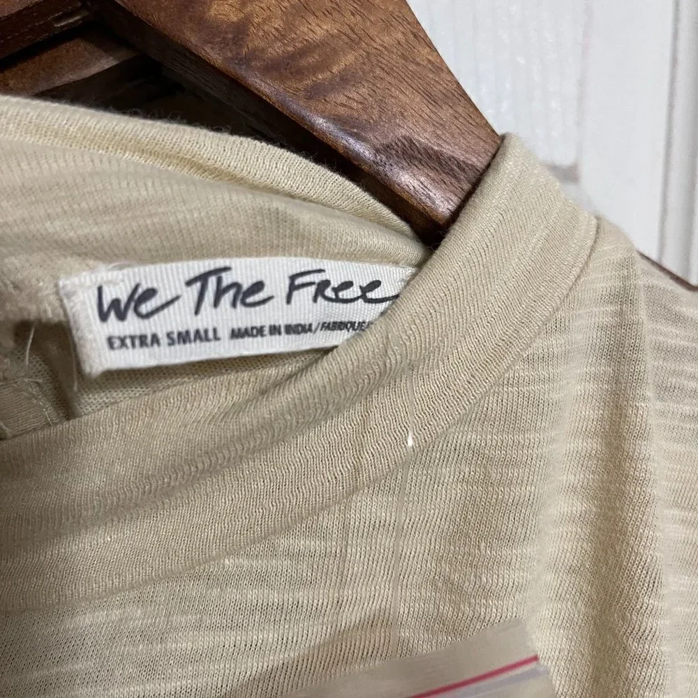 Free People Women's NWOT Hooked On You Turtleneck Embroidered Top In Wheat XS